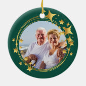 55e Jubileum van Emerald Wedding Foto Gold Stars Keramisch Ornament (Achterkant)
