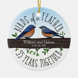55e Jubileum van het huwelijk, Blauwvogels van een Keramisch Ornament