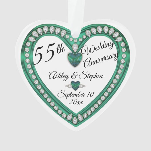 55e Jubileum voor bruiloft Alexandriet Diamond Ornament (achterkant)