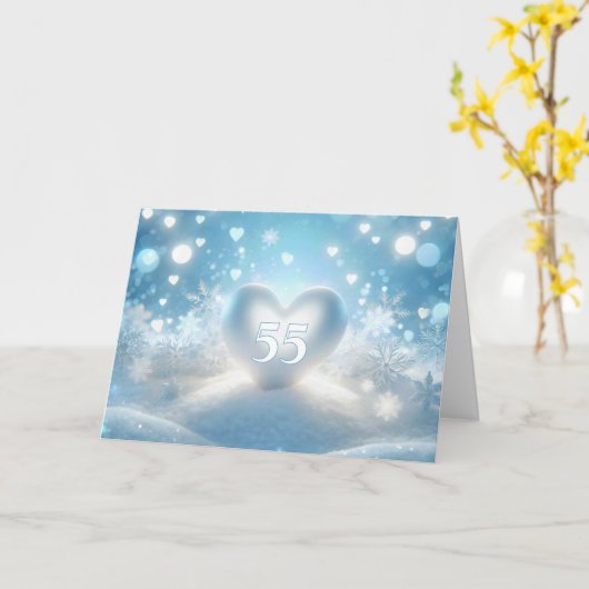 55e Jubileum Winterhart Kaart (Gele Bloem)