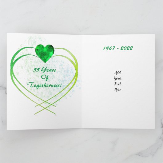 55e maragdons Jubileum Kaart voor man en vrouw (Binnen)