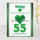 55e maragdons Jubileum Kaart voor man en vrouw (Gele Bloem)