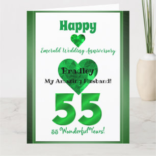 55e maragdons Jubileum Kaart voor man en vrouw