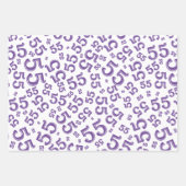 55e Paars/wit Random Number patroon Inpakpapier Vel (Voorkant)