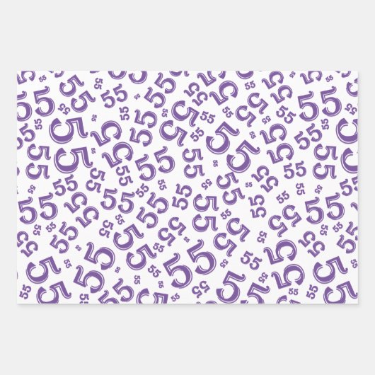 55e Paars/wit Random Number patroon Inpakpapier Vel (Voorkant)