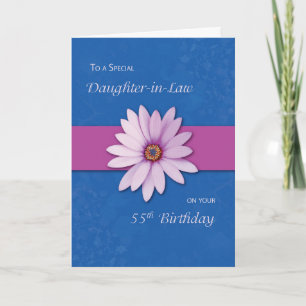 55e schoondochter verjaardag Daisy Pink Paarse Kaart