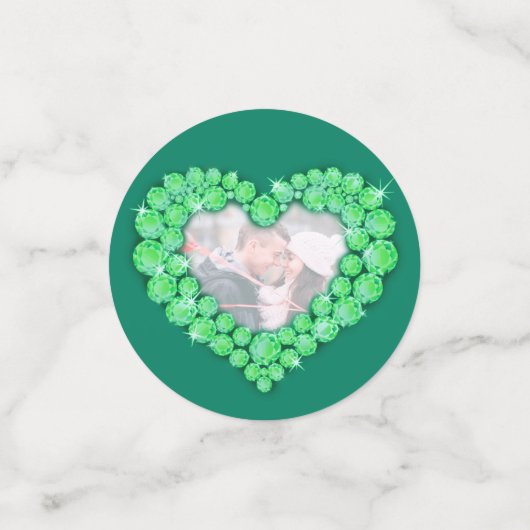 55e smaragd trouwdag hart en foto confetti (Kleine voorkant)