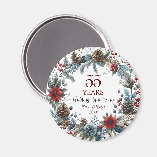 55e Smaragden Huwelijksjubileum Elegante Winter Magneet (Voorkant / Achterkant)
