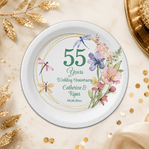 55e Smaragden Huwelijksjubileum Gouden Frame Bloem Papieren Bordje