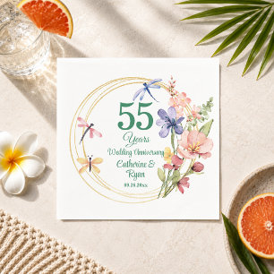 55e Smaragden Huwelijksjubileum Gouden Frame Bloem Servet
