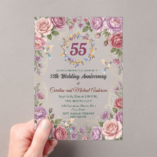 55e Smaragden Huwelijksjubileum Kolibries Acryl Uitnodigingen