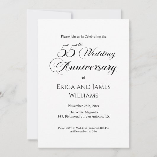 55e smaragdgroene bruiloft Jubileum Elegant Script Kaart (Voorkant)