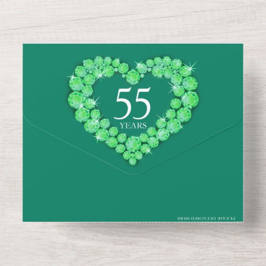 55e smaragdgroene trouwdag RSVP All In One Uitnodiging (Achterkant)