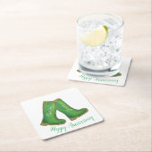 55e smarald trouwdag groen laars kartonnen onderzetters (Insitu)