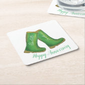 55e smarald trouwdag groen laars kartonnen onderzetters (Schuin)