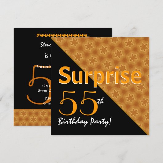 55e surrogaatdag zwart en gouden diagonaal kaart (Voorkant / Achterkant)