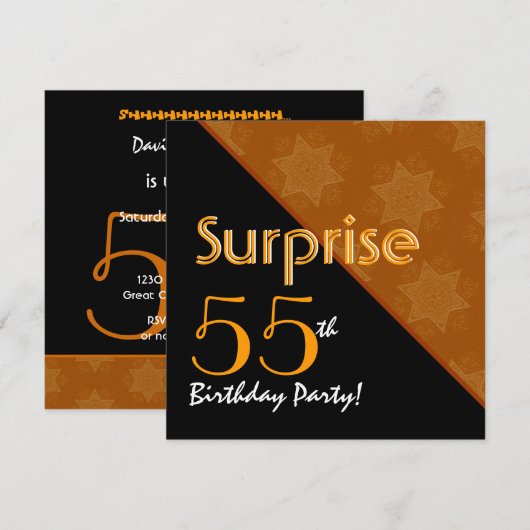 55e surrogaatdag zwart en gouden diagonaal kaart (Voorkant / Achterkant)