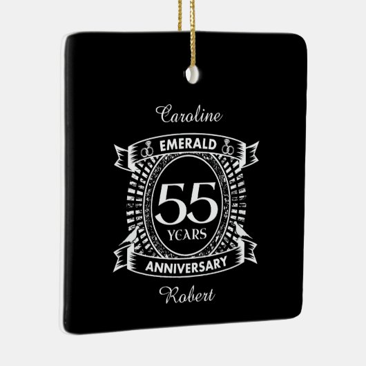 55e trouwdag Emerald Crest Keramisch Ornament (Rechts)