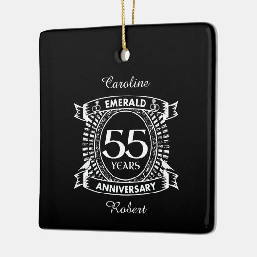 55e trouwdag Emerald Crest Keramisch Ornament (Links)