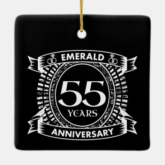55e trouwdag Emerald Crest Keramisch Ornament (Achterkant)