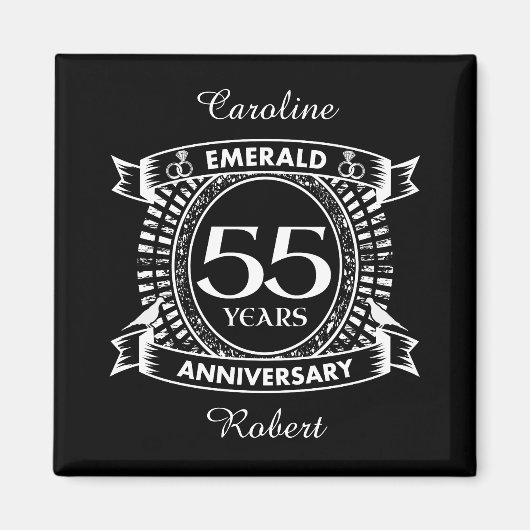 55e trouwdag Emerald Crest Magneet (Voorkant)