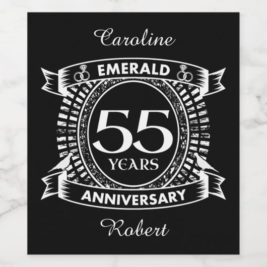 55e trouwdag Emerald Crest Wijn Etiket (Enkel label)