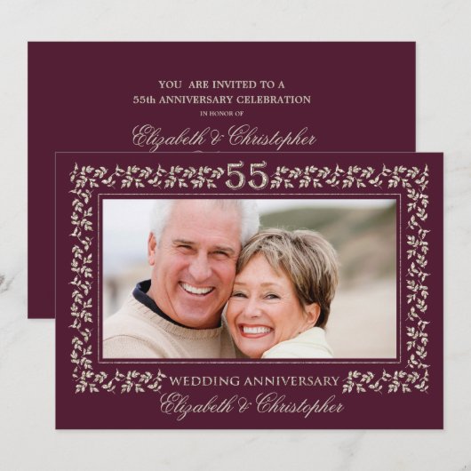 55e trouwdag pruim brons foto kaart (Voorkant / Achterkant)