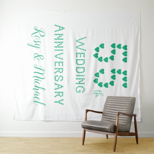 55e trouwdag Smaragden Huwelijk Namen toevoegen Wandkleed (In Situ (horizontaal))