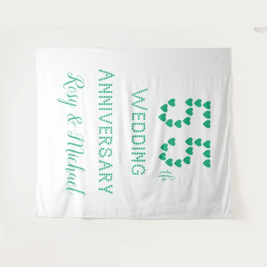 55e trouwdag Smaragden Huwelijk Namen toevoegen Wandkleed (Voorkant (horizontaal))