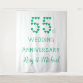 55e trouwdag Smaragden Huwelijk Namen Toevoegen Wandkleed (Voorkant)