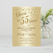 55e trouwdag uitnodiging in goud (Staand voorkant)