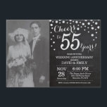 55e trouwjubileum krijtbord zwart zilver kaart<br><div class="desc">55e trouwdag met aangepaste foto. Krijtbord Zwart en Zilver Uitnodiging. Vijfenvijftigste trouwdag. Krijtbord Zwart en Zilver Glitter Diamant Achtergrond. Zilveren Confetti. Volwassengeburtstag. Vrouw of Man Mannelijke Verjaardagsfeestje. Voor verdere aanpassing,  klik op de "Pas het aan" knop en gebruik onze ontwerp tool om deze template aan te passen.</div>