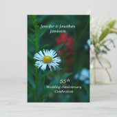55e trouwjubileumfeest White Daisy Namen Kaart (Staand voorkant)