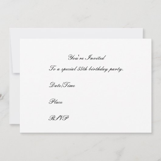 55e uitnodiging van de Birthday Party (Achterkant)