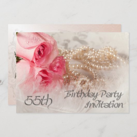 55e uitnodiging van de partij van Birthday (Voorkant / Achterkant)