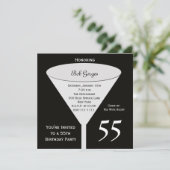 55e Uitnodiging voor verjaardagsfeestje 55 in zwar (Staand voorkant)