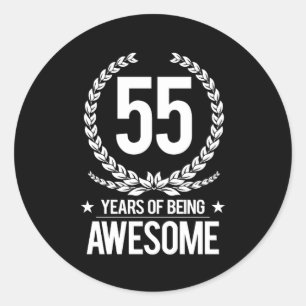 55e verjaardag (55 jaar Geweldige) Ronde Sticker