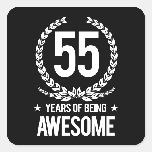 55e verjaardag (55 jaar Geweldige) Vierkante Sticker (Voorkant)