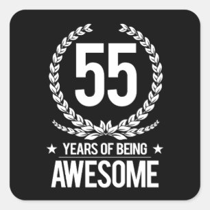 55e verjaardag (55 jaar Geweldige) Vierkante Sticker
