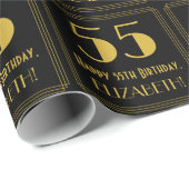 55e verjaardag ~ Art Deco geïnspireerd look "55",  Cadeaupapier (Rol Hoek)