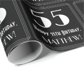 55e verjaardag - Art Deco geïnspireerd look "55",  Cadeaupapier (Rol Hoek)