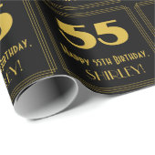 55e verjaardag - Art Deco Geïnspireerde look "55" Cadeaupapier (Rol Hoek)