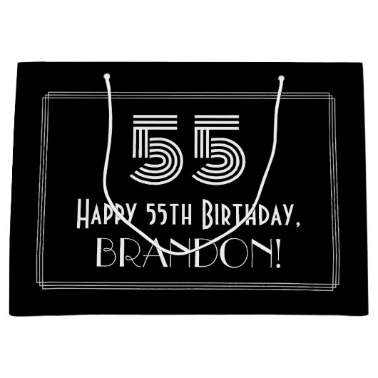 55e verjaardag — Art Deco Geïnspireerde look "55"  Groot Cadeauzakje (Voorkant)