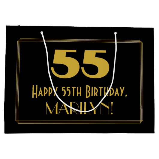 55e verjaardag — Art Deco Geïnspireerde look "55"  Groot Cadeauzakje (Achterkant)
