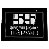 55e verjaardag ~ Art Deco Geïnspireerde look "55"  Groot Cadeauzakje (Voorkant)