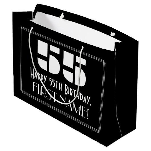 55e verjaardag ~ Art Deco Geïnspireerde look "55"  Groot Cadeauzakje (Achterkant Gekanteld)