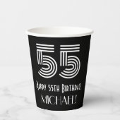 55e verjaardag — Art Deco Geïnspireerde look "55"  Papieren Bekers (Voorkant)