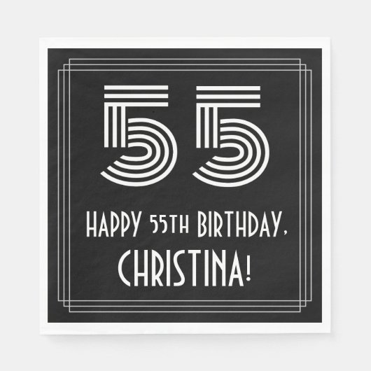 55e verjaardag: Art Deco Geïnspireerde look "55" + Servet (Voorkant)