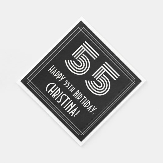 55e verjaardag: Art Deco Geïnspireerde look "55" + Servet (Hoek)