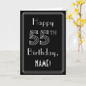 55e verjaardag: Art Deco Style # 55 & Custom Name Kaart (Gele Bloem)